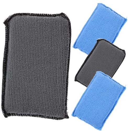 iplusmile 4pcs Dual-sided Car Cleaning Sponges Set, Blue-white and Gray-white Auto Wash Sponge Pads for Interior Detailing and Window Scrubbing, Vehicle Scrubbers for Car Care and Home Use