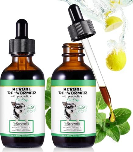 Dog Wormer Liquid, Liquid Herbal Dewormer for Dogs, Natural Liquid Wormer for Dogs, Intestinal Tract Support Formula,Gentle & Effective Wormer for Dogs, for All Breeds and Size Dogs (2PC)