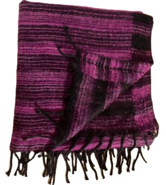 Handgewebter Schal aus Yakwolle, luxuriöse Wärme aus dem Himalaya, gemütlicher und authentischer Wickeltuch, mehrfarbig, elegant und weich, perfekt für Winter und Reisen, lila und schwarzer Schal,