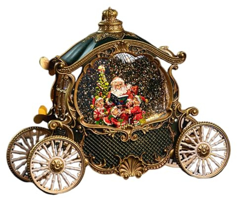 Amagogo Weihnachts-Schneekugel, Spieluhr, Ornament, Nachtlicht, Spieluhr, Weihnachtskutsche, Schneekugel für Frau, Mann, Tochter, Sohn, GRÜN