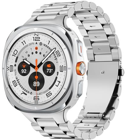 MoKo Metal Strap Compatible with Samsung Galaxy Watch Ultra Strap 47mm (2025/2024) for Men Women, Stainless Steel Replacement Band for Samsung Galaxy Watch 7 Ultra, Silver