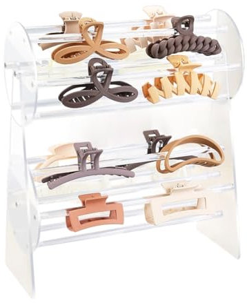 LEWITORS 1 Stück 360° Rotierender Transparenter Haarklammer Organizer mit Kralle Clip Praktischer Aufbewahrungshalter für Haarschmuck