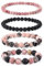 Aidenn Rhodonit Armband Damen Naturstein Edelstein Perlenarmband Damen Lavastein Armband Heilsteine Armband Anti Stress Perlen armbander set,Handmade Schmuck Geschenk
