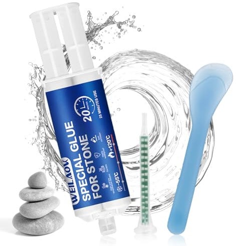 WEILAOK Colla per Ceramica, Colla per Marmo, Colla Vetro, Colla Bicomponente per l'Incollaggio di Varie Lavorazioni Della Pietra Come Marmo Vetro Ceramica Giada, ecc, Trasparente, 50 ml