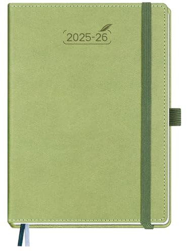 BEZEND Kalender 2025 2026 Wochenplaner A5, 18-Monate Buchkalender Juli 25-Dez 26, PU-Leder Hardcover 1 Woche 2 Seiten mit Stifthalter - Kiwi