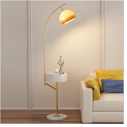 desk lamp Floor Lamp Adjustable Floor Lamp with Coffee Table, Modern Standing Lamp with Wireless Charger and USB Charging Ports, Creative Floor Lamp for Living Room Bedroom Office Standing Lamp(Gold)