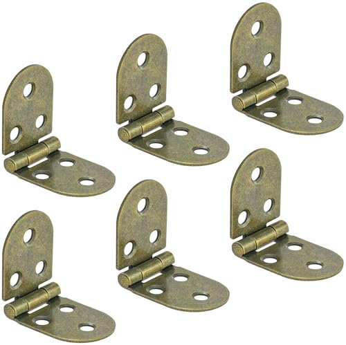 6 PCS Small Door Hinges with Rounded Edges, Ideal for Folding Tables, Cabinet Doors, and Bedside Cabinets (Bronze)