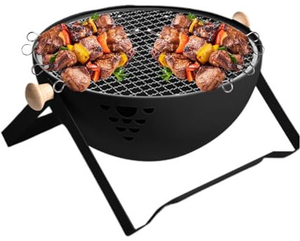Oldmoom Holzkohlegrill aus Gusseisen, Holzkohlegrill,Klappbarer Campinggrill | Camping-BBQ-Ofen, tragbarer Grillofen, zum Grillen, Camping, Zuhause