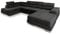 Masseno Ecksofa CASONE L-S mit Schlaffunktion U-Form, Sofa mit Bettkasten, Wohnzimmersofa, Couch, Soffa, Bettsofa, Couchgarnitur- Schwarz, Monolith 95