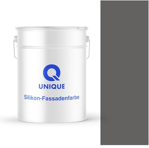 Q UNIQUE Fassadenfarbe Anthrazit 10L – Silikonharz-Außenfarbe, Wetterfest, Selbstreinigend, Hohe Deckkraft, UV-Beständig, Für WDVS, Beton & Mineralische Untergründe