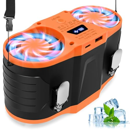 FERNIDA Taillen Clip Ventilator, Tragbarer 20000mAh T-shirt Ventilator | FERNIDA Waist Clip Fan mit 4 Geschwindigkeit für Bauarbeiter, Gärtner, Outdoor, Reisen, Arbeit und Camping