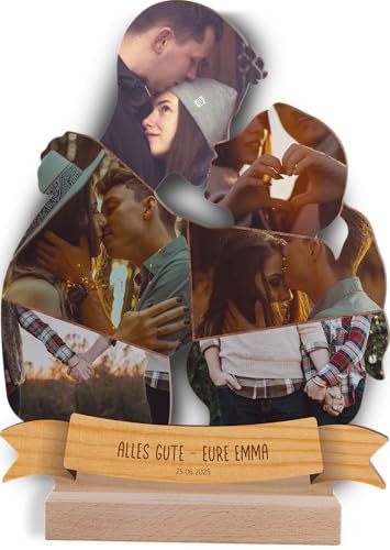 Partner Geschenk - Paar Kuss Holzbild Foto Geschenk personalisiert - Jahrestag Geschenke Für Sie, Personalisierte Geschenke, Fotomosaik, Liebesgeschenke Für Frauen, Ich liebe Dich