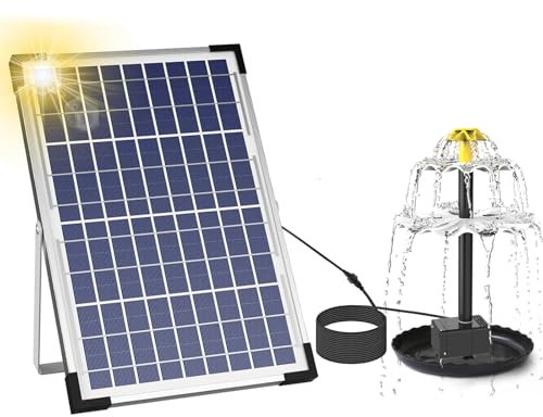 Solarbrunnen für den Außenbereich, 10 W, Solar Bird Bath, Brunnen, 3 Schichten, Wasserpumpe, Set mit Solar-Wasserfall-Funktion, für Vogelbad, Garten, Backyard, Teich, Pool, Dekoration für den