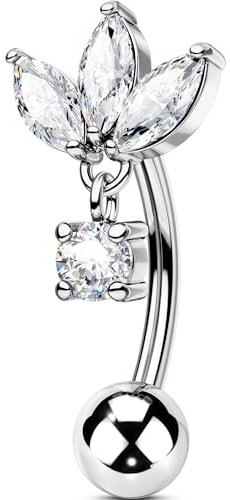 OUFER 16G Rook Piercing Schmuck Daith Helix Earring Innengewinde Knorpel CZ Eyebrow Vertikal Labret Lip Bars Conch Ring Silber Curved Barbell 316L Chirurgenstahl Tragus Damen 8 mm