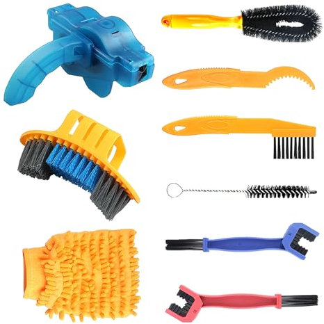 9 Pcs Kit Limpieza Bicicleta,Limpiador de Cadena de Bicicleta,Cepillo de Limpieza Para Bicicleta,Para Cadena de Bicicleta,Neumáticos,Rueda Dentada