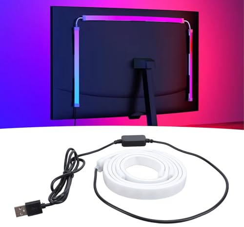 Yanmis Bildschirm-Synchronisierte LED-Lichtleiste für 27 Zoll Monitor Gaming Hintergrundbeleuchtung RGB 16 Millionen Farben, Einfache Installation USB LED-Streifen für Desktop M