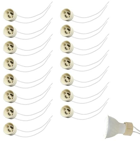 15 pièces GU10 Douilles de Lampe, Support de Lampe, Connecteur Base en Créramique avec 15 cm Câbles en Silicone de Qualité, Douilles en Céramique pour Ampoules LED et Halogènes GU10