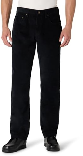 Amazon Essentials Pantalon en Velours Côtelé à 5 Poches, Coupe Droite Homme, Noir, 28W / 28L