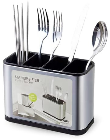 UOSIWYA Besteckhalter Tisch 4 Fächer Besteckkorb, Besteckkasten Edelstahl Besteck Abtropfbehälter Klein Küchenutensilien Utensilienhalte Organizer Küche für Gabeln Messer Löffel