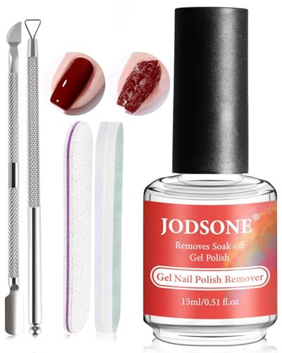 JODSONE Gel Nail Remover No Need Soaking or Wrapping for Quick And Easy Removal At Home with Cuticle Pusher and Nail File