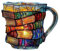 Painted Book Mug | Taza de Libros Pintados | Books Stack Shaped Coffee Cup | Taza de Café Novedoso de Libros Apilados en 3D | Novelty Coffee Mugs | Decoración del Hogar para Amantes los Libros