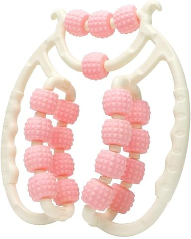 CEWROM Tiefengewebe Massage Roller, 20 Räder Cellulite Roller, Massageroller Beine, Beinroller Massagegerät Massage Roller Muskel Relaxer für Bein, Fuß, Armmassage (Rose)