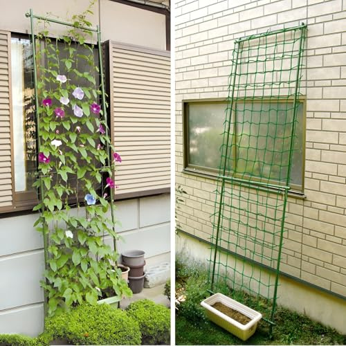 Metall-Garten-Rankgitter für Hochbeete, abnehmbares Klettergerüst mit Netz für Outdoor-Pflanzen, Gurken, Blumen, Vetables (160 x 240 cm)