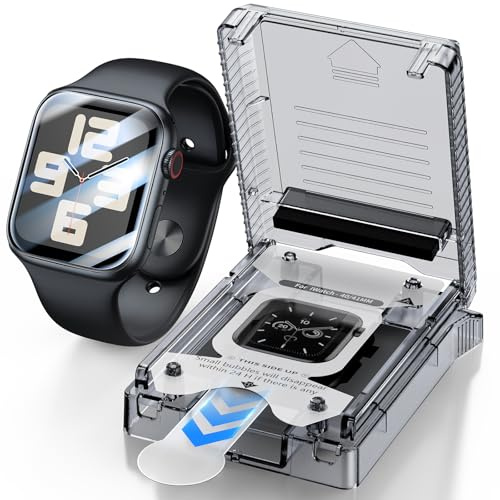 LK Schutzfolie für Apple Watch SE3/SE2/SE/6/5/4 40mm & Series 9/8/7 41mm | [Auto-Installation] Blasenfrei [Volle Abdeckung] HD-klar Selbstheilungsfunktion Flexible TPU Displayfolie, 4 Stück