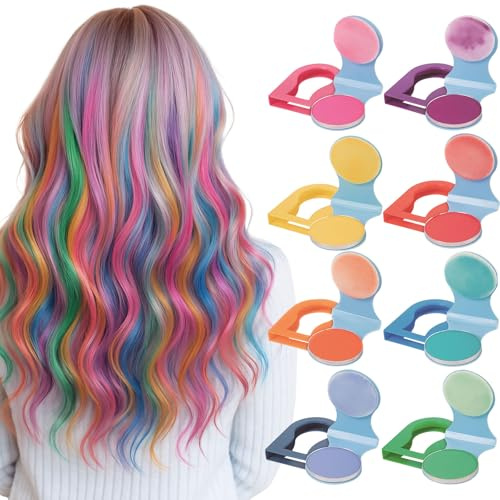 GWAWG Haarkreide für Mädchen Kinder, 8 Farben Temporäre Haarfarbe Auswaschbar, Neon UV Reaktive Haarspray Farbe für Karneval, Fasching, Halloween, Geburtstagsfeier, Weihnachten, Glow Party