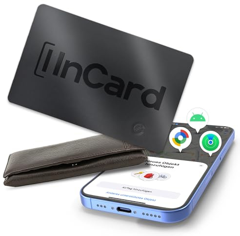 Wallet Tracker Karte Android, Tracking Card Portemonnaie Apple & Google | Ultra-dünn, IP68 wasserdicht, 5 Jahre Akku; Taschen & Pässe; kompatibel mit Apple Find My, Google Find My Device