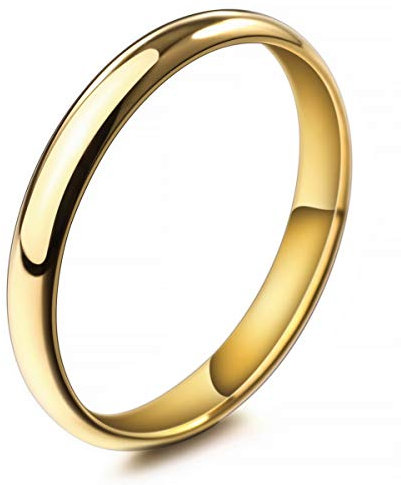 MunkiMix Breite 3mm Edelstahl Ring Band Golden Ton Hochzeit Größe 67 (21.3) Herren,Damen