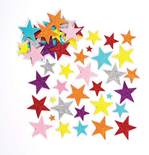 Baker Ross EF309 Schaumstoff-Aufkleber -Glitzernde Sterne - Sticker Set zum Basteln für Kinder und als Dekoration - 150 Stück, Sortiert