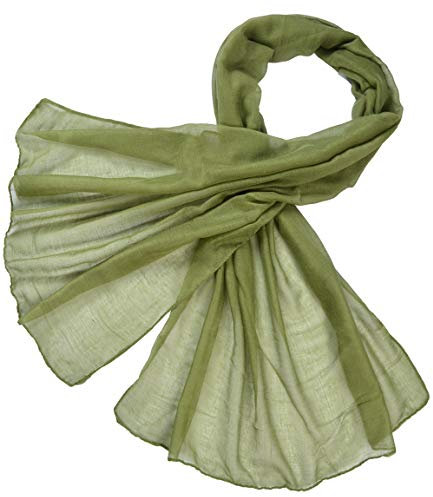Miobo Loop Schal Crinkle Schal Halstuch Unifarbe 70 x 180cm Frühling Sommer Herbst Offen Farngruen