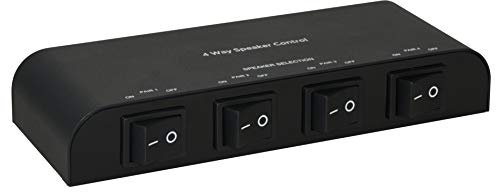 Xtrempro 61051 2 or 4 Way Speaker Switch, 1 in 2 Out or 1 in 4 Out Way Pair Stereo Speaker Selector W/Screw Type Connections Metal Non-Slip Box - Black (1 x 4 Way)