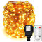 Erchen Plug in Fairy Lights, 165 FT 50M 500 LED Dimmable Copper Wire LED Starry String Lights with 12V DC Power Adapter RF Remote Control for Wedding Christmas Party Bedroom (Warm White)