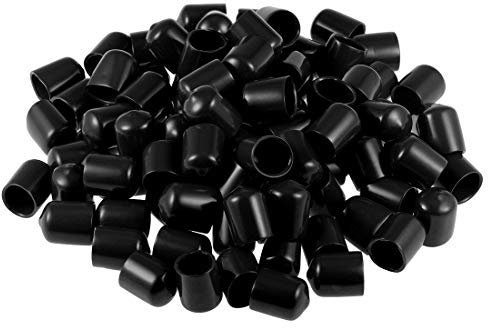 sourcing map 100 Stück Gummi Endkappen 14mm Innendurchm. Gummikappen Runde Schutzkappen Gummi Abdeckung Stopfen Möbelgleiter Bolzen Gewindeschutz für Schrauben Rohr Stuhlbeine, Schwarz
