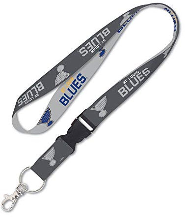 WinCraft NHL St. Louis Blues Schlüsselband mit abnehmbarer Schnalle, Anthrazit, Blau, 3 cm