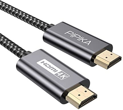 Cable HDMI 4K de 2M,PIPIKA 2.0 Cable HDMI trenzado de nailon de alta velocidad de 18 Gbps Admite 4K@60Hz,2160p,1080p,3D,HDCP 2.2,ARC Compatible con TV,Blu-Ray,PS5,Xbox,Proyector,Barra de sonido,PC