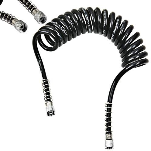 Pro-Lift-Werkzeuge Airbrush Spiralschlauch 1,8m Druckluft Schlauch G1/8“ – G1/8“ Kompressorschlauch