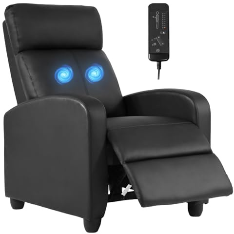 FDW | Recliner Chair | with 2 Point Massage Function | Black, PU Leather