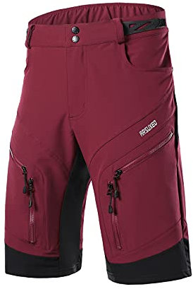 ARSUXEO Radhose Herren MTB Shorts ohne Polsterung Radfahren Shorts Klassisch Wasserdicht 1903 Rot L