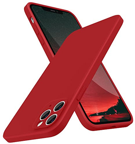 SURPHY Flat Silicone Case for iPhone 11 Pro, Individual Lens Protection, Red
