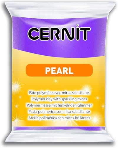 CERNIT CE0860056900C - Block Modelliermasse (Polymer) PEARL, ofenhärtend, sofort gebrauchsfähig, 56g, für DIY, Schmuck, Figuren, für Einsteiger und Hobbykünstler, Violett, 1 Stück