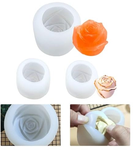 Kerzenform Kerzen Gießform Silikonformen 3D Rose Blumenform - 3 Stück Blumen Silikon Seifenform DIY Candles Mould Handbuch Seifen Gießformen Handwerk Machen