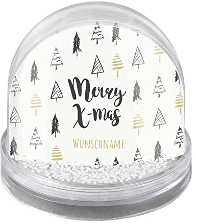 printplanet® - Schneekugel mit eigenen Namen Personalisieren - Motiv: Merry X-Mas