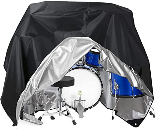 Skyour SchlagzeugSet Staubschutz 420D Oxford Groß Elektrische Schlagzeug Kit Abdeckungen Wasserdicht Anti UV Outdoor Musikinstrumente Drum Set Zubehör Taschen Abdeckung mit eingenähten gewichteten