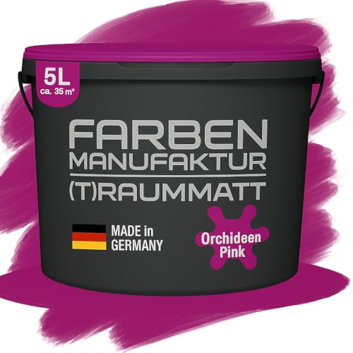 Farben Manufaktur (T) raummatt Wandfarbe Innenwandfarbe Innenfarbe Dispersionsfarbe Trendfarbe 2022 1/2/5/10L, Farbe: orchideen pink, Größe: 10L