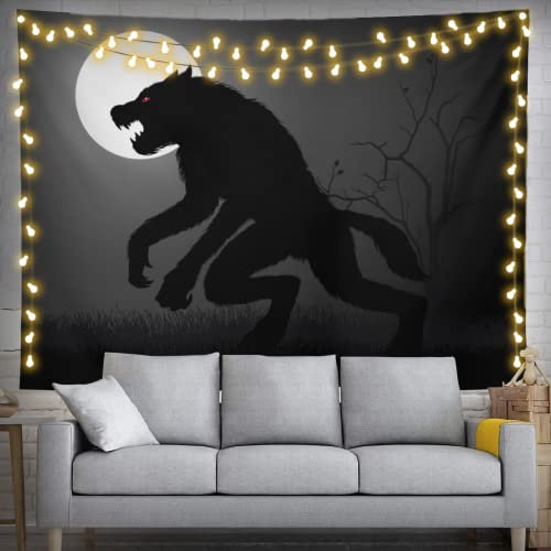 Werwolf Wandteppich 152,4 x 101,6 cm Wolf Wandbehang Party Dekorationen Heimdekoration für Schlafzimmer Wohnzimmer Schlafsaal (150 x 100 cm)
