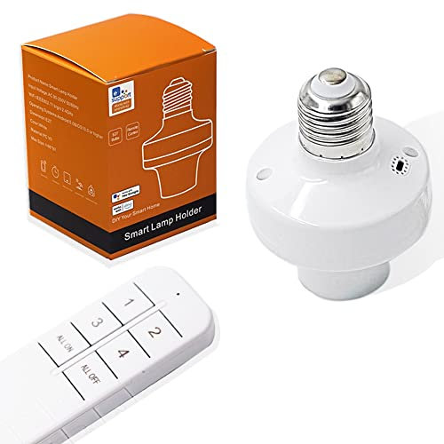 Ewelink Interrupteur WiFi Douille E27 Base d'ampoule, Lampe à télécommande sans fil, Compatible avec Alexa et Google Home, ON/OFF Pour Lampe Ampoule LED