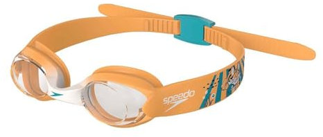 Speedo Unisex Kinder Illusion Schwimmbrille | Sichere Passform | Anti-Beschlag | Wasserdicht Schwimmbrille, Aanadi Orange/Aquarium, Einheitsgröße